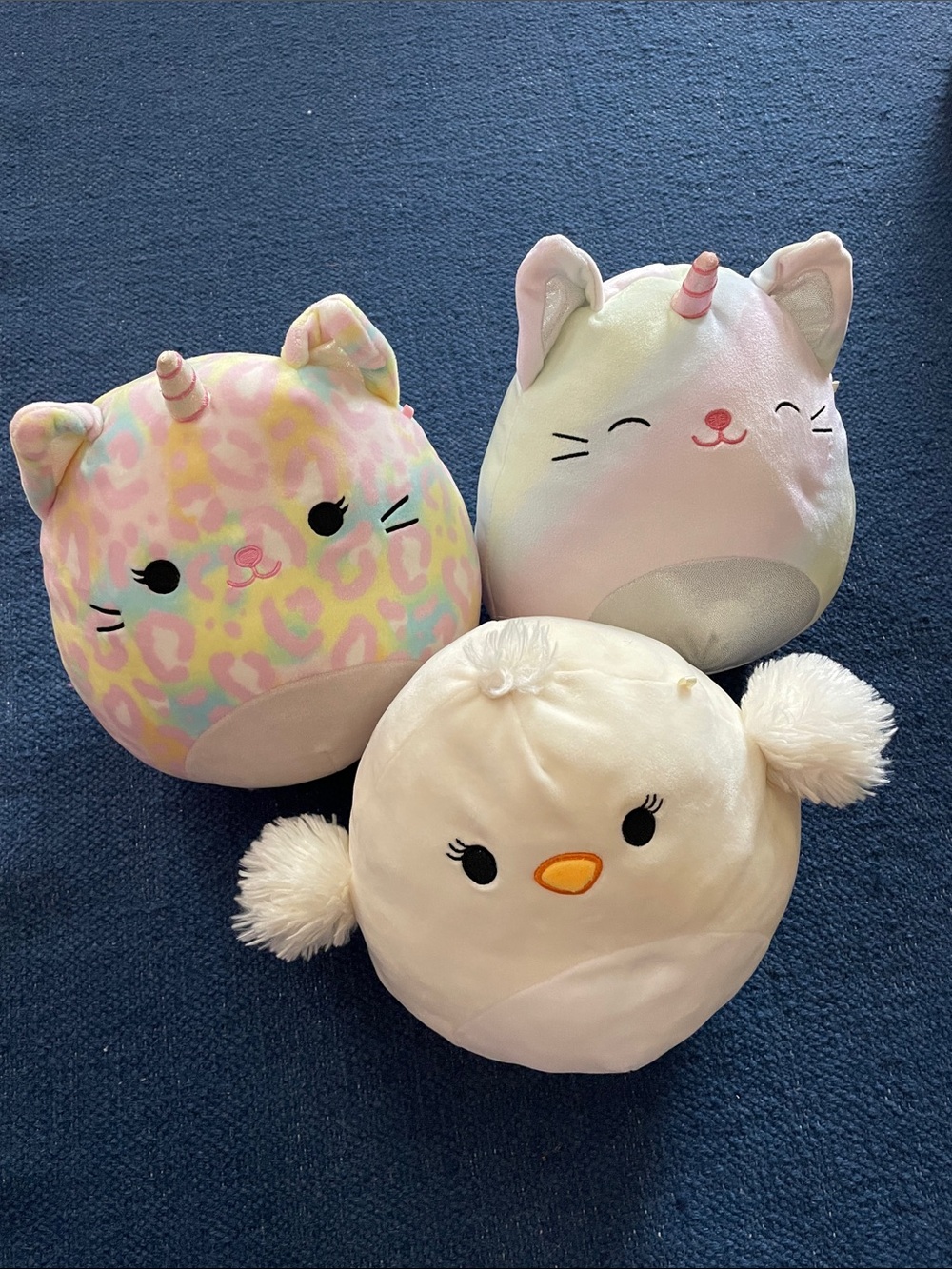 Squishmallows Pastel Unicorn Cat & White Chick Plush Trio